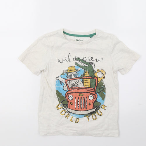 TU Boys White   Basic T-Shirt Size 3-4 Years  - Wild Crew