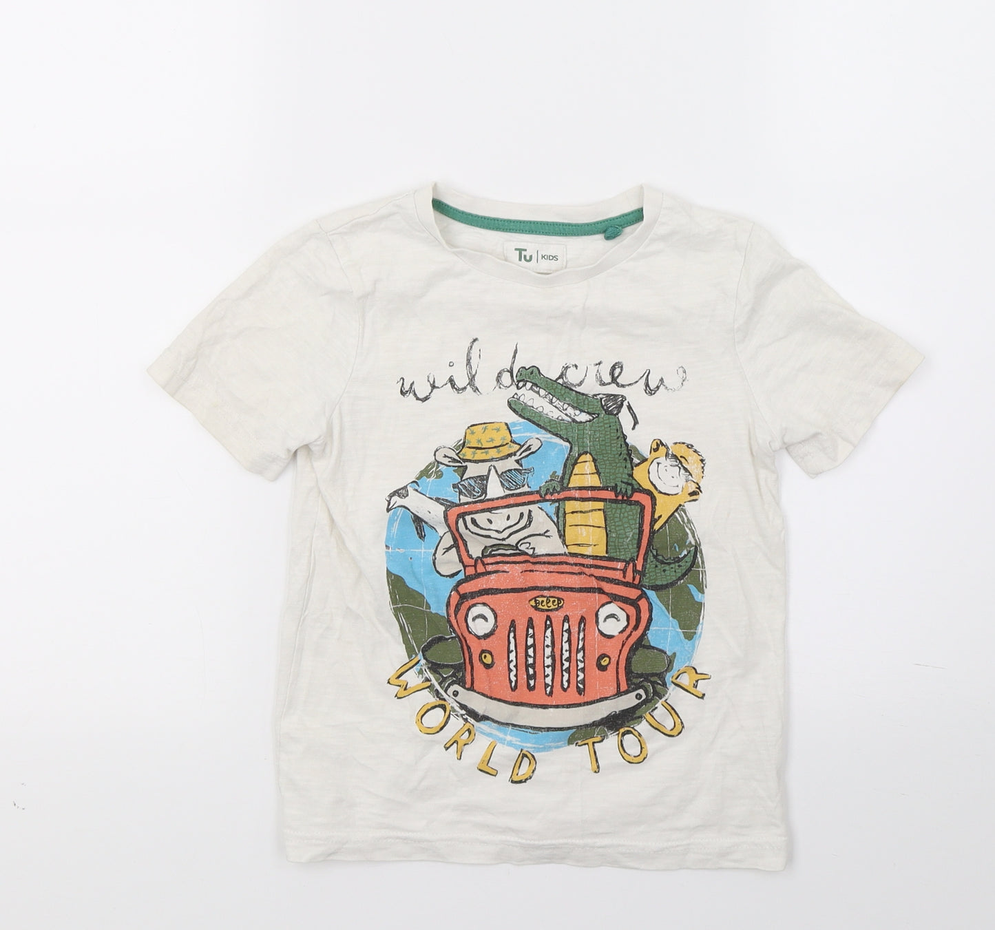 TU Boys White   Basic T-Shirt Size 3-4 Years  - Wild Crew