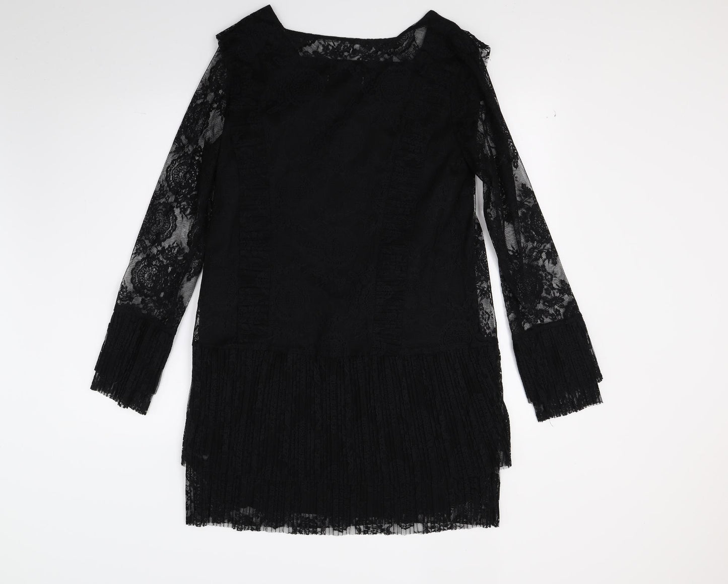 JustFab Womens Black Floral  A-Line  Size M