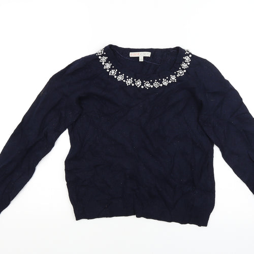 He Loves Me Womens Blue   Pullover Jumper Size 14  - Studded collar