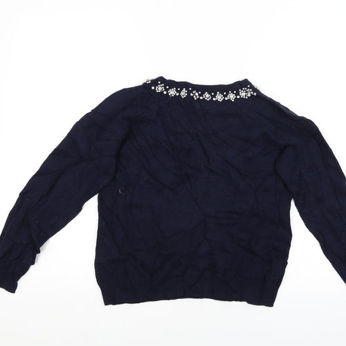 He Loves Me Womens Blue   Pullover Jumper Size 14  - Studded collar