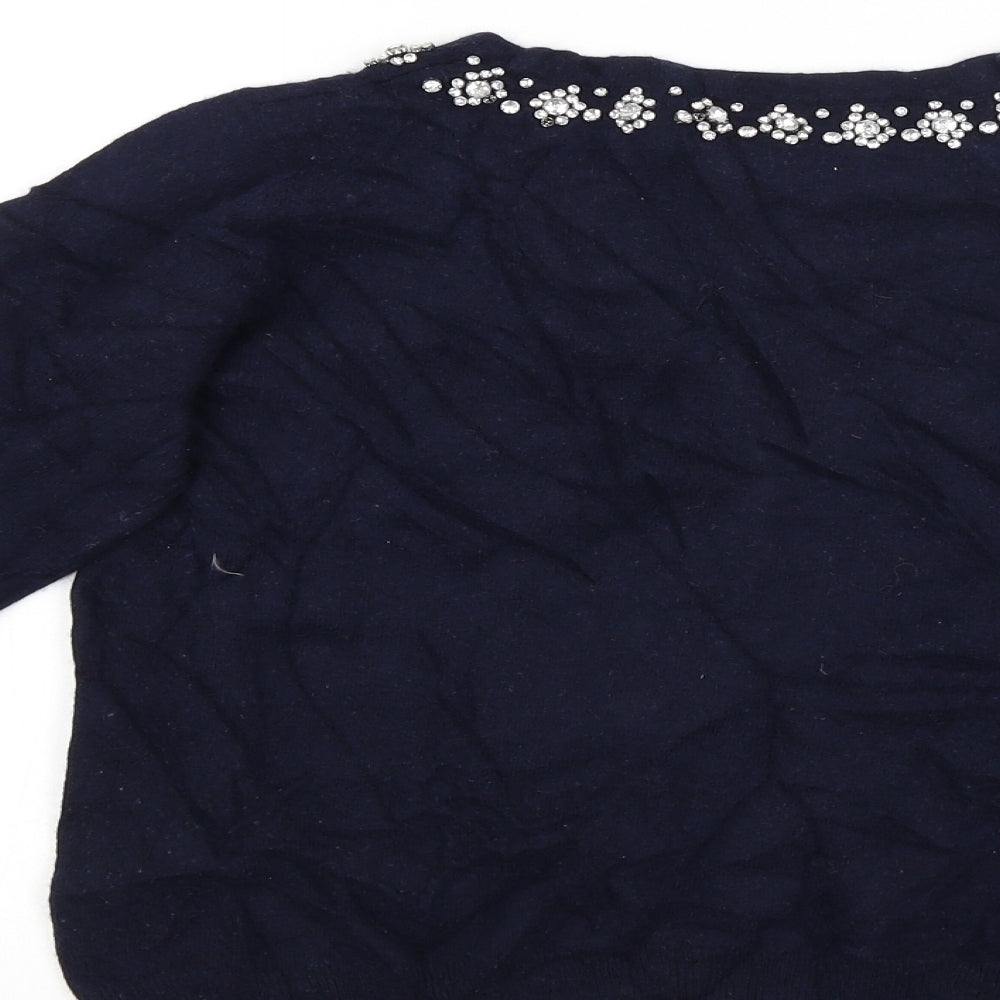 He Loves Me Womens Blue   Pullover Jumper Size 14  - Studded collar