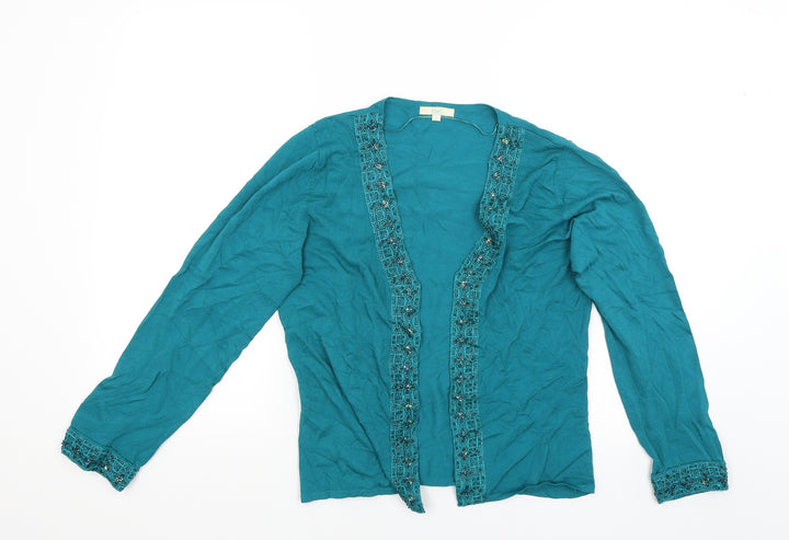 Klass Womens Green Cardigan Jumper Size M - studded on collar