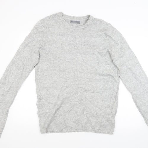 M&S Mens Grey Striped  Pullover Jumper Size L