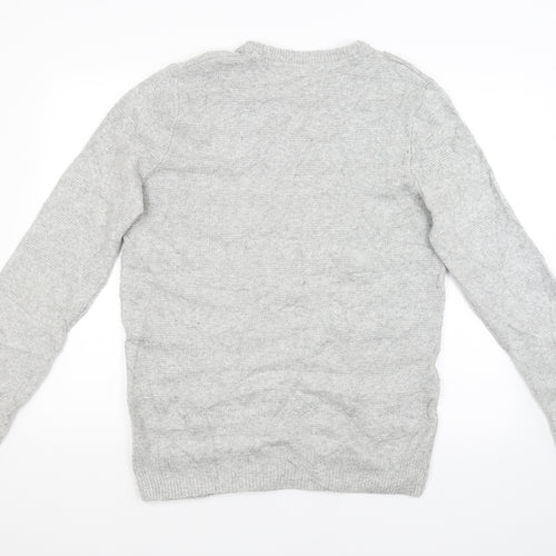 M&S Mens Grey Striped  Pullover Jumper Size L