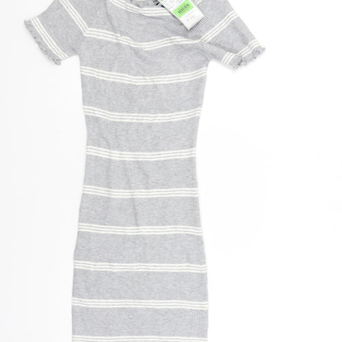 voyelles Womens Grey Striped  Jumper Dress  Size S