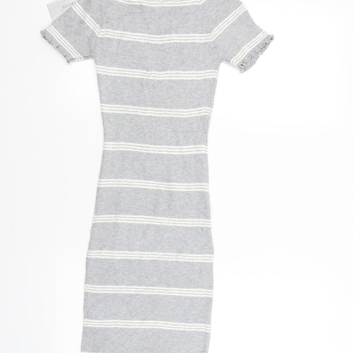 voyelles Womens Grey Striped  Jumper Dress  Size S