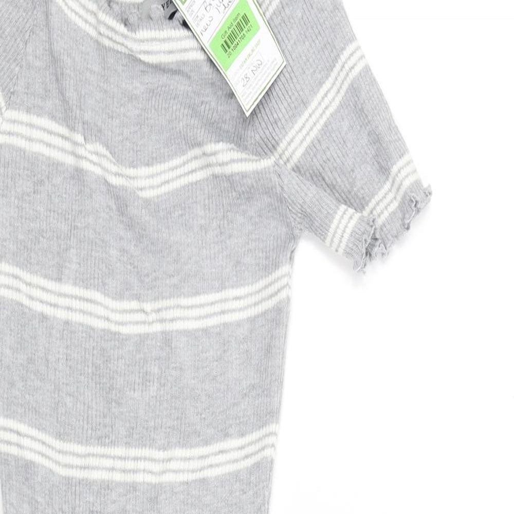 voyelles Womens Grey Striped  Jumper Dress  Size S