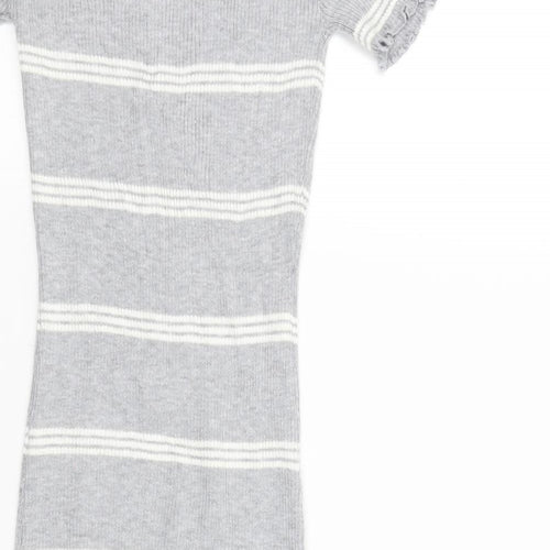 voyelles Womens Grey Striped  Jumper Dress  Size S