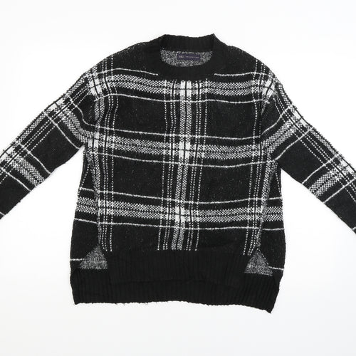 M&S Womens Black Check  Pullover Jumper Size S