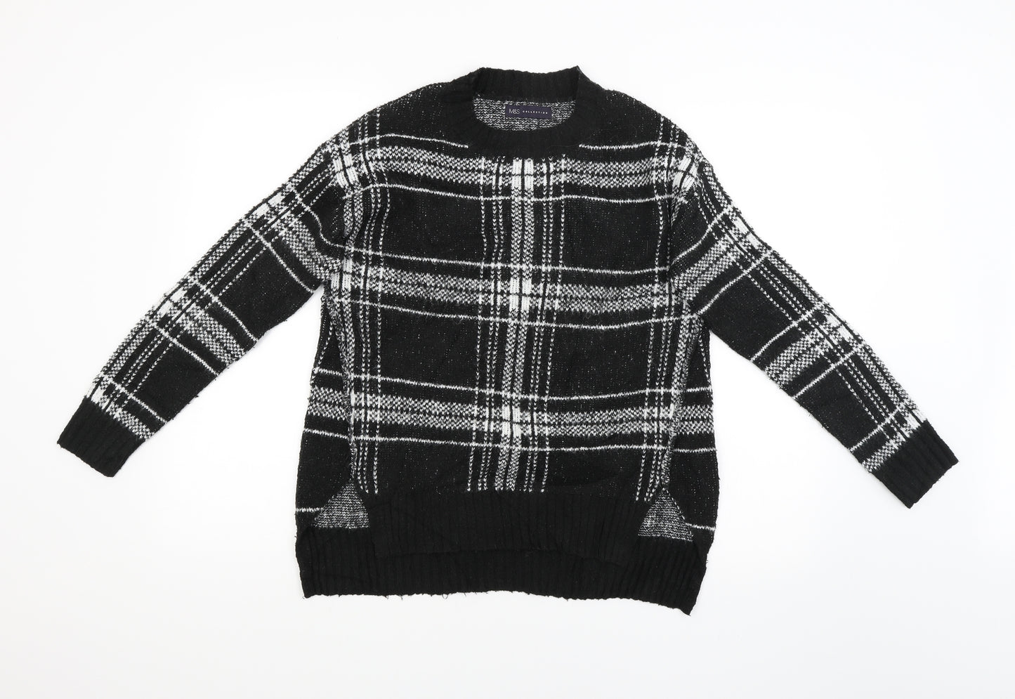 M&S Womens Black Check  Pullover Jumper Size S