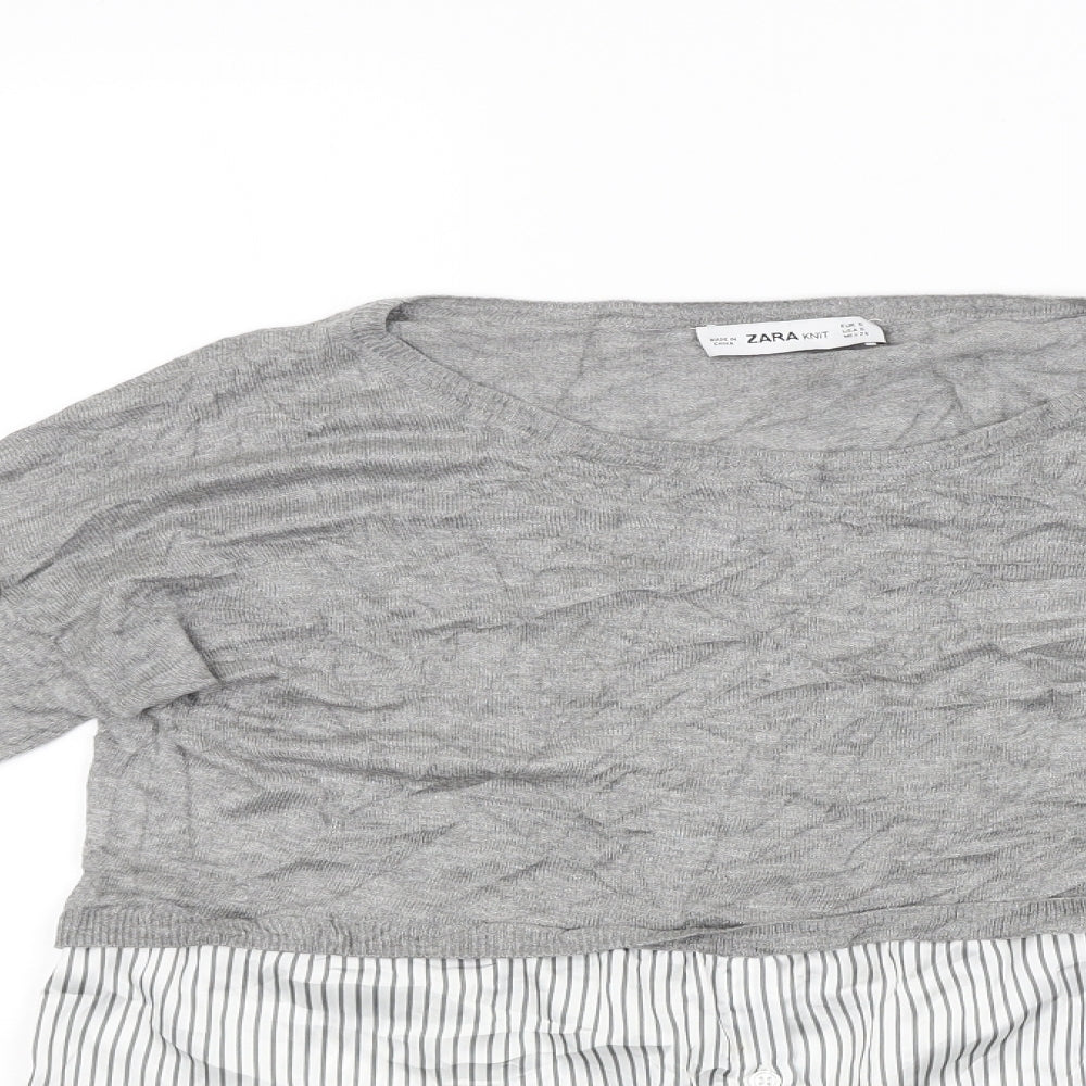 Zara Womens Grey Striped  Jumper Dress  Size S