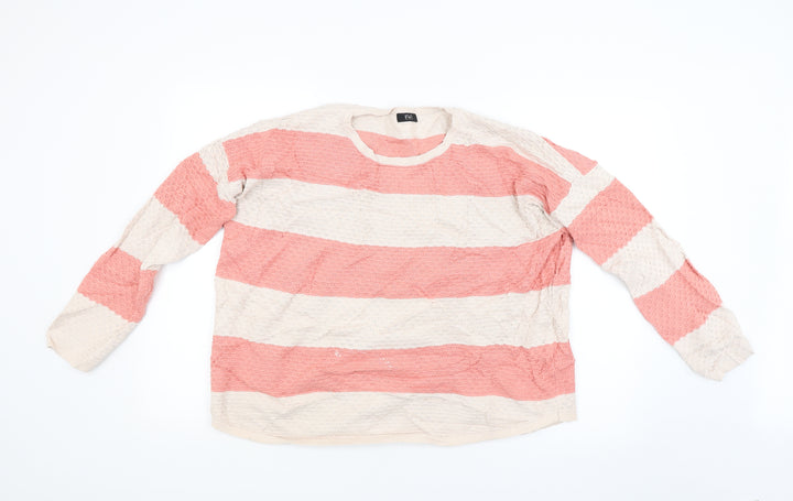 F&F Womens Pink Striped Pullover Jumper Size 12