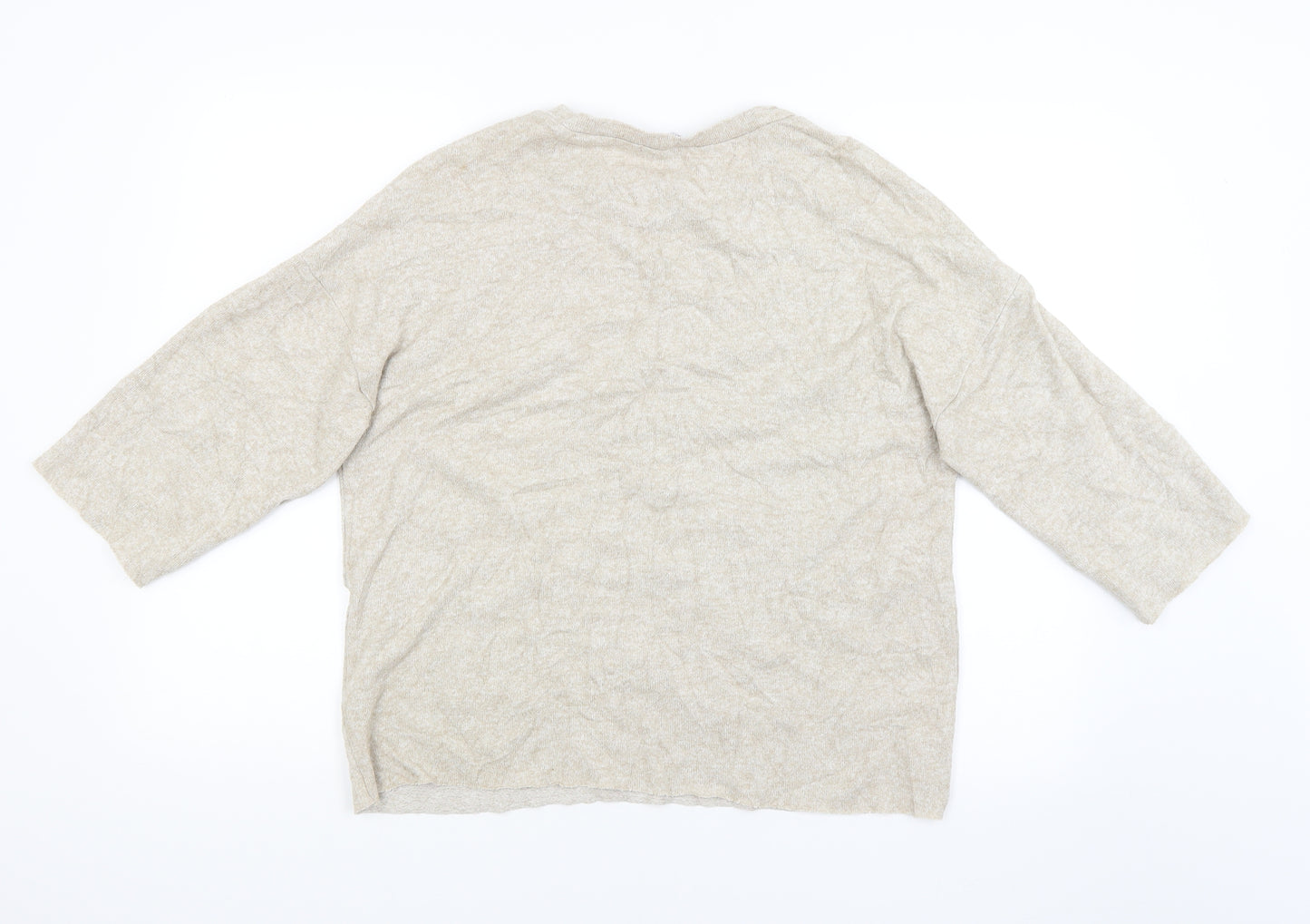 Zara Womens Beige   Pullover Jumper Size M  - studded front
