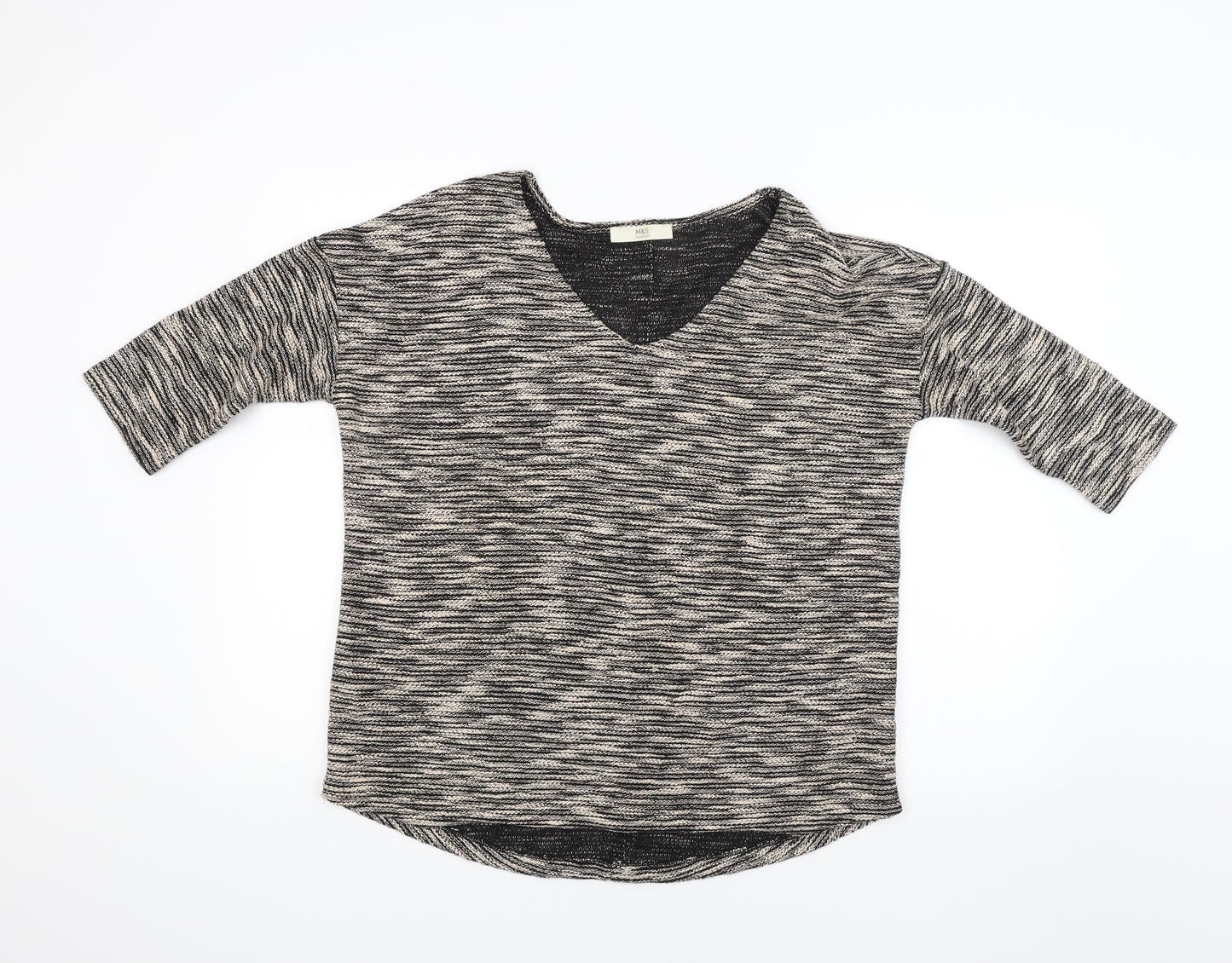 M&S Womens Gold Striped  Pullover Jumper Size 14