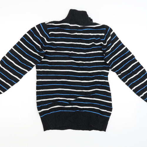 digginchd Mens Black Striped  Cardigan Jumper Size S