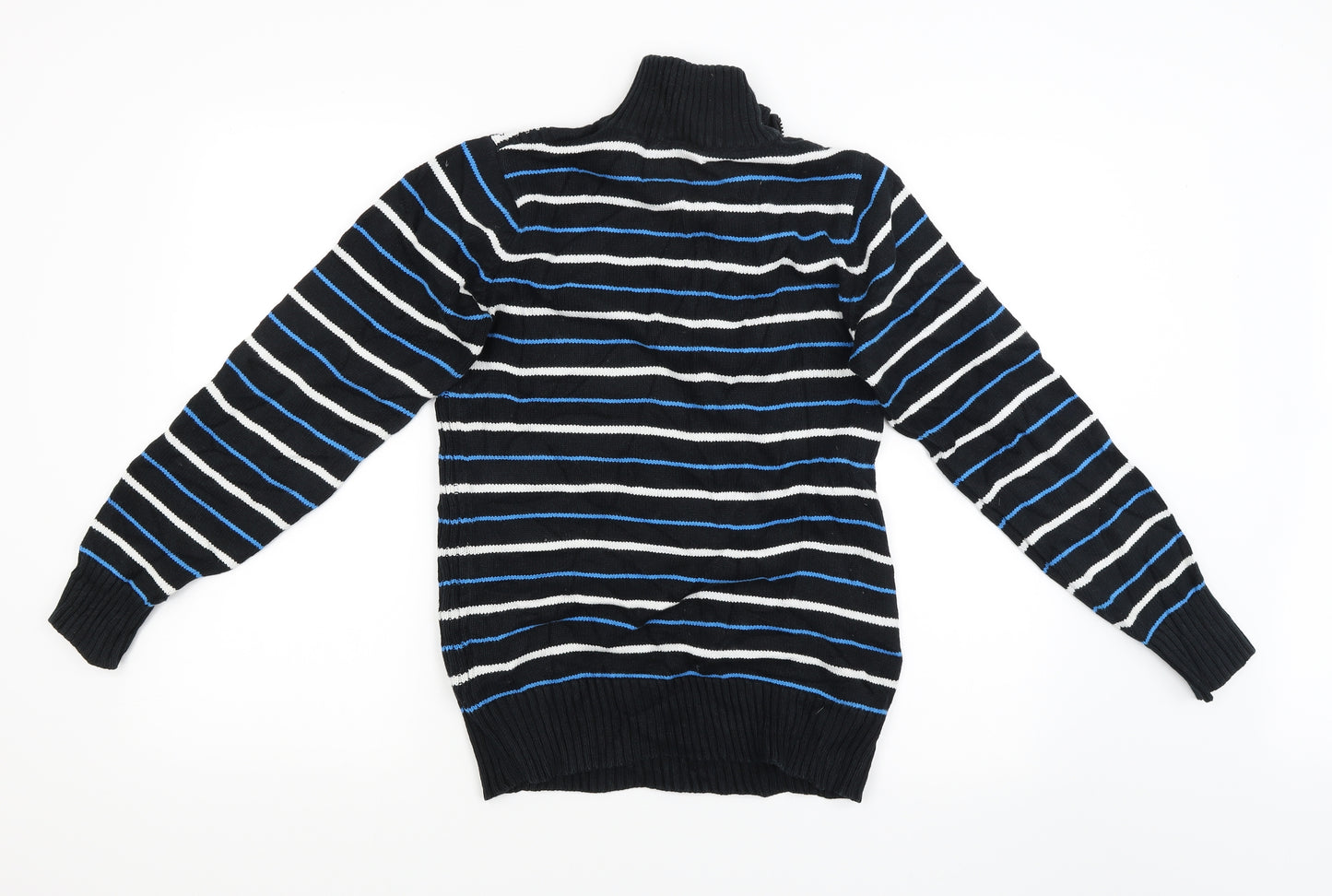 digginchd Mens Black Striped  Cardigan Jumper Size S