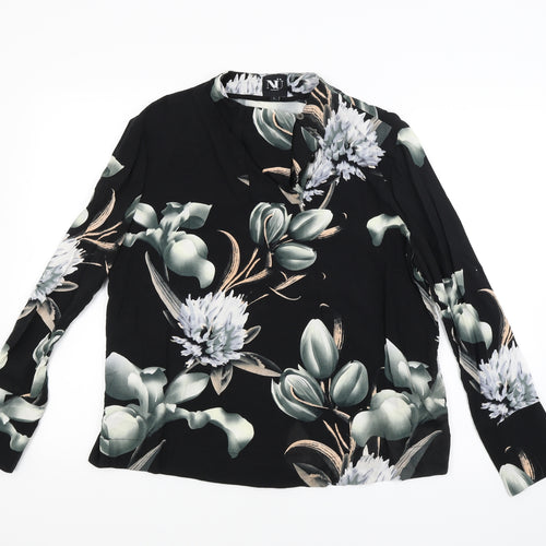 NU Womens Gold Floral  Basic Blouse Size L