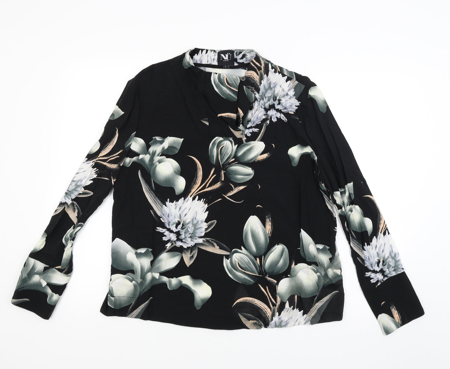 NU Womens Gold Floral  Basic Blouse Size L