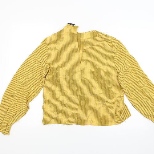 Topshop Womens Gold Striped  Basic Blouse Size 10