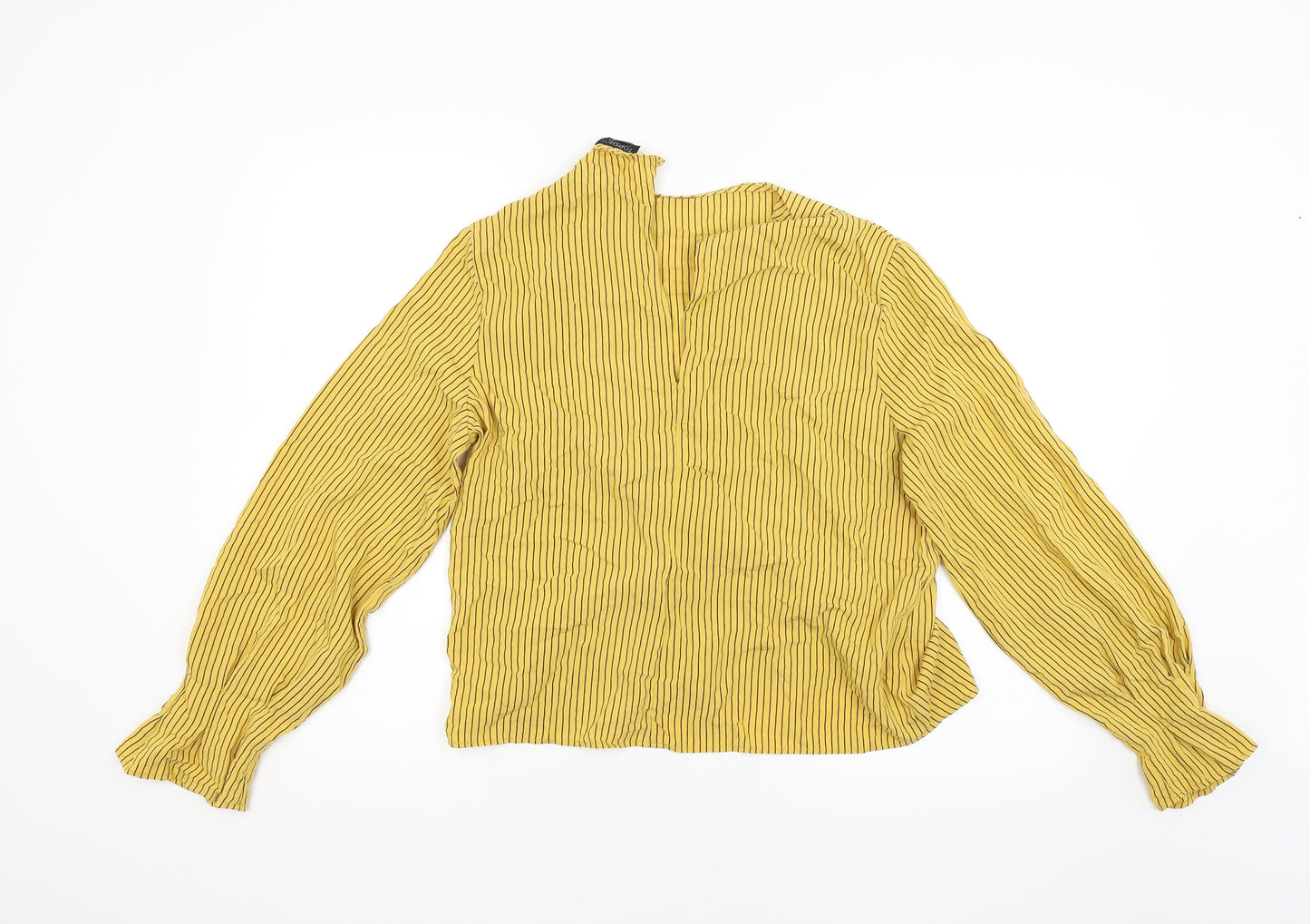 Topshop Womens Gold Striped  Basic Blouse Size 10