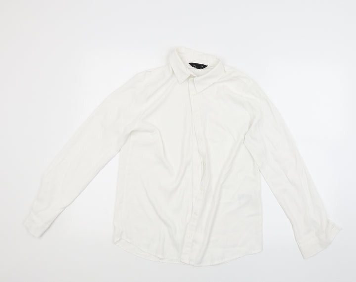 New Look Womens White Basic Button-Up Size 8