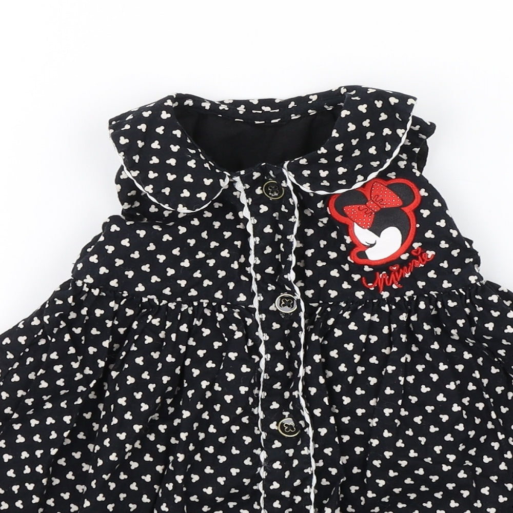George Baby Black Polka Dot  Shift  Size 6-9 Months  - Minnie Mouse