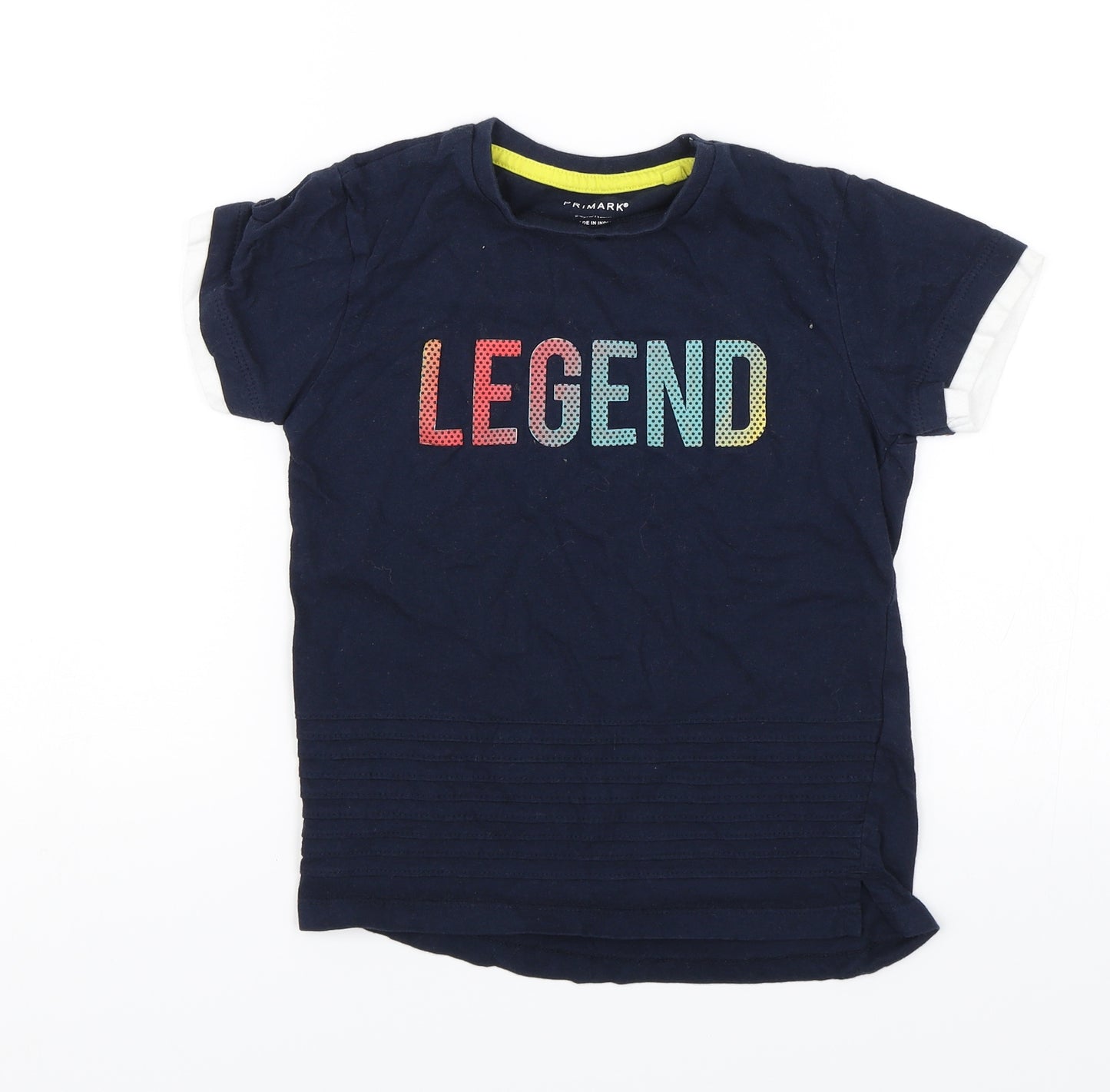 Primark Boys Blue   Basic T-Shirt Size 5-6 Years  - Legend