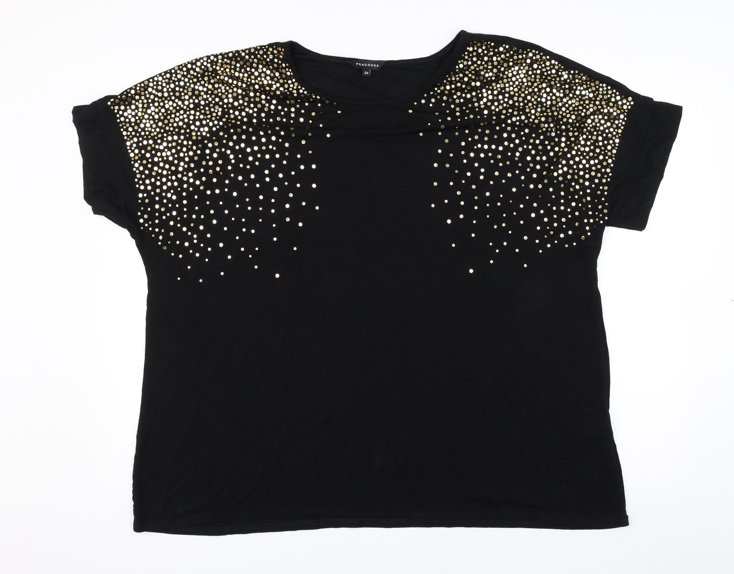 Peacocks Womens Black   Basic T-Shirt Size 22