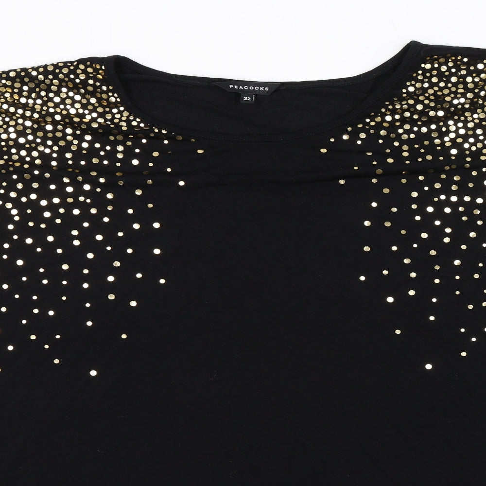 Peacocks Womens Black   Basic T-Shirt Size 22