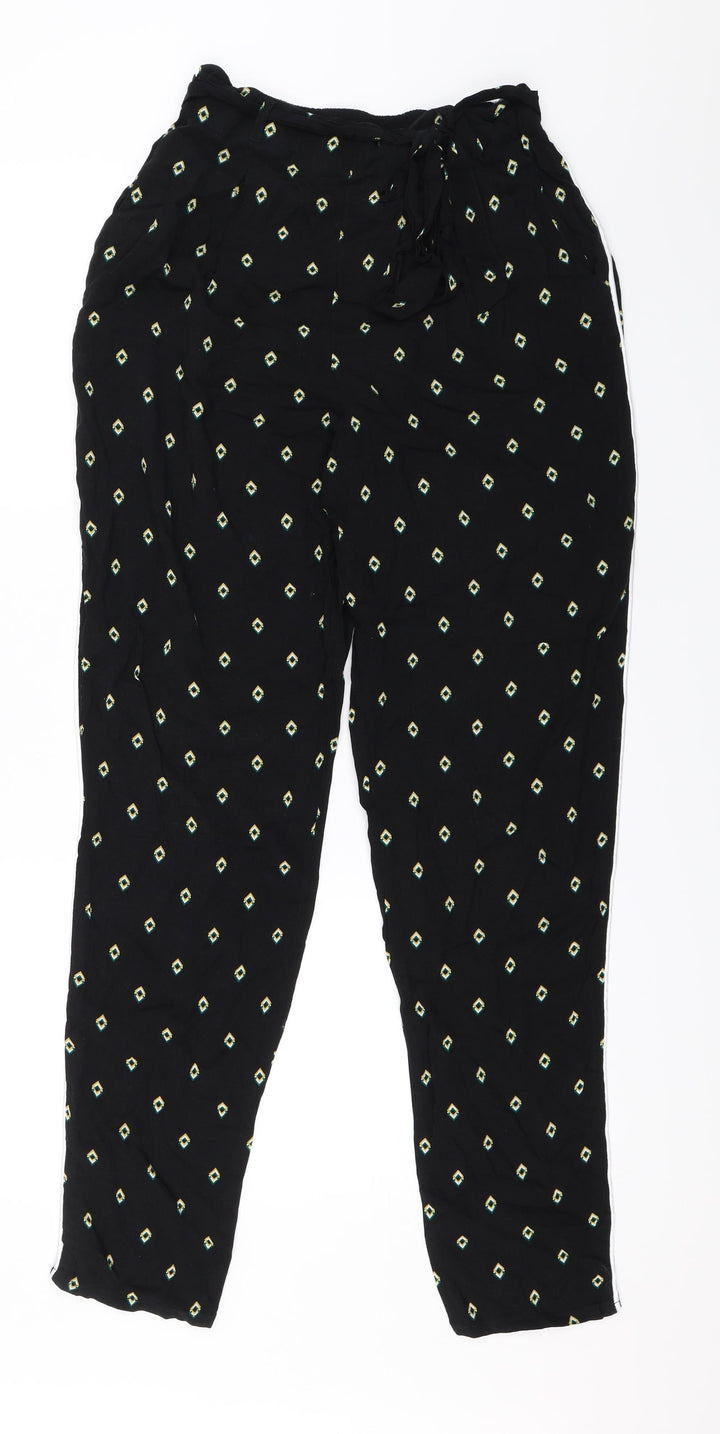 Dorothy Perkins Womens Black Geometric Trousers Size 8 L31 in