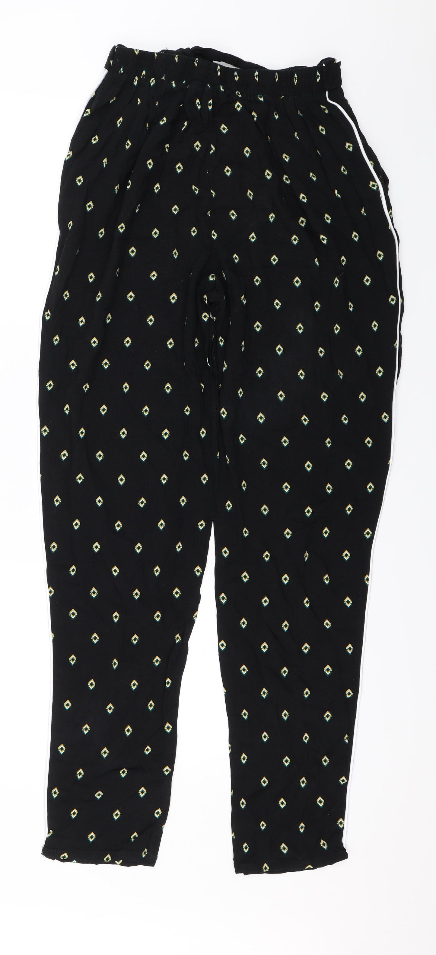 Dorothy Perkins Womens Black Geometric  Trousers  Size 8 L31 in