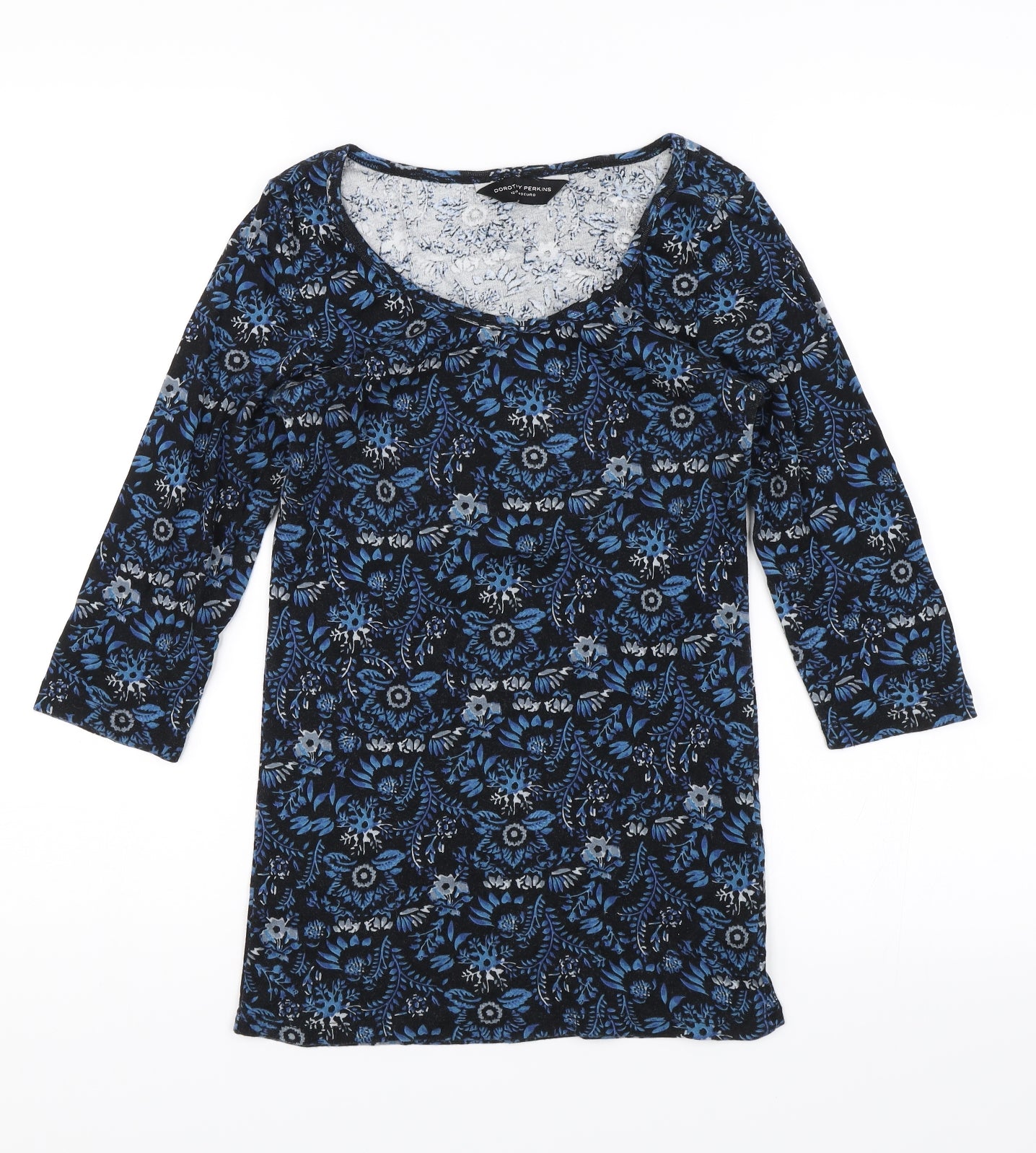 Dorothy Perkins Womens Blue Floral  Jersey T-Shirt Size 12