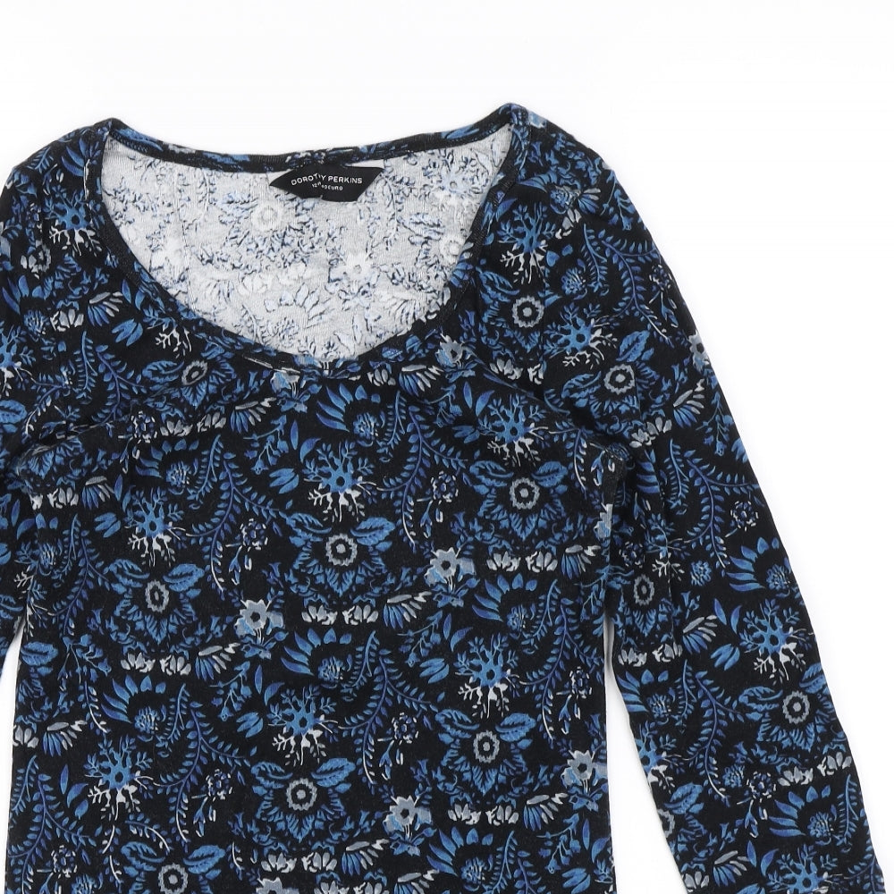 Dorothy Perkins Womens Blue Floral  Jersey T-Shirt Size 12