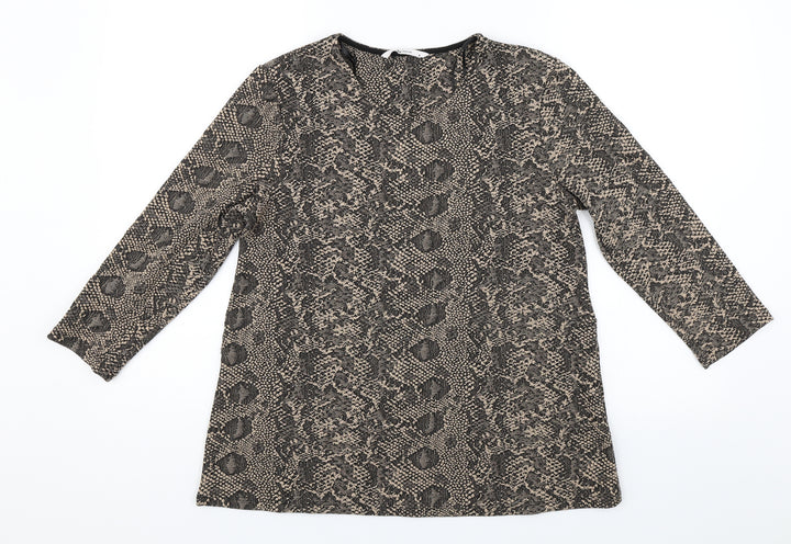TU Womens Brown Animal Print Jersey Blouse Size 8