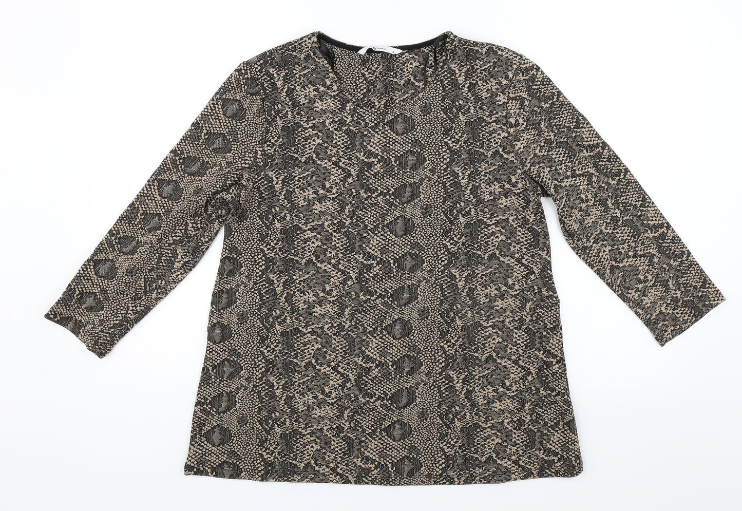TU Womens Brown Animal Print  Jersey Blouse Size 8