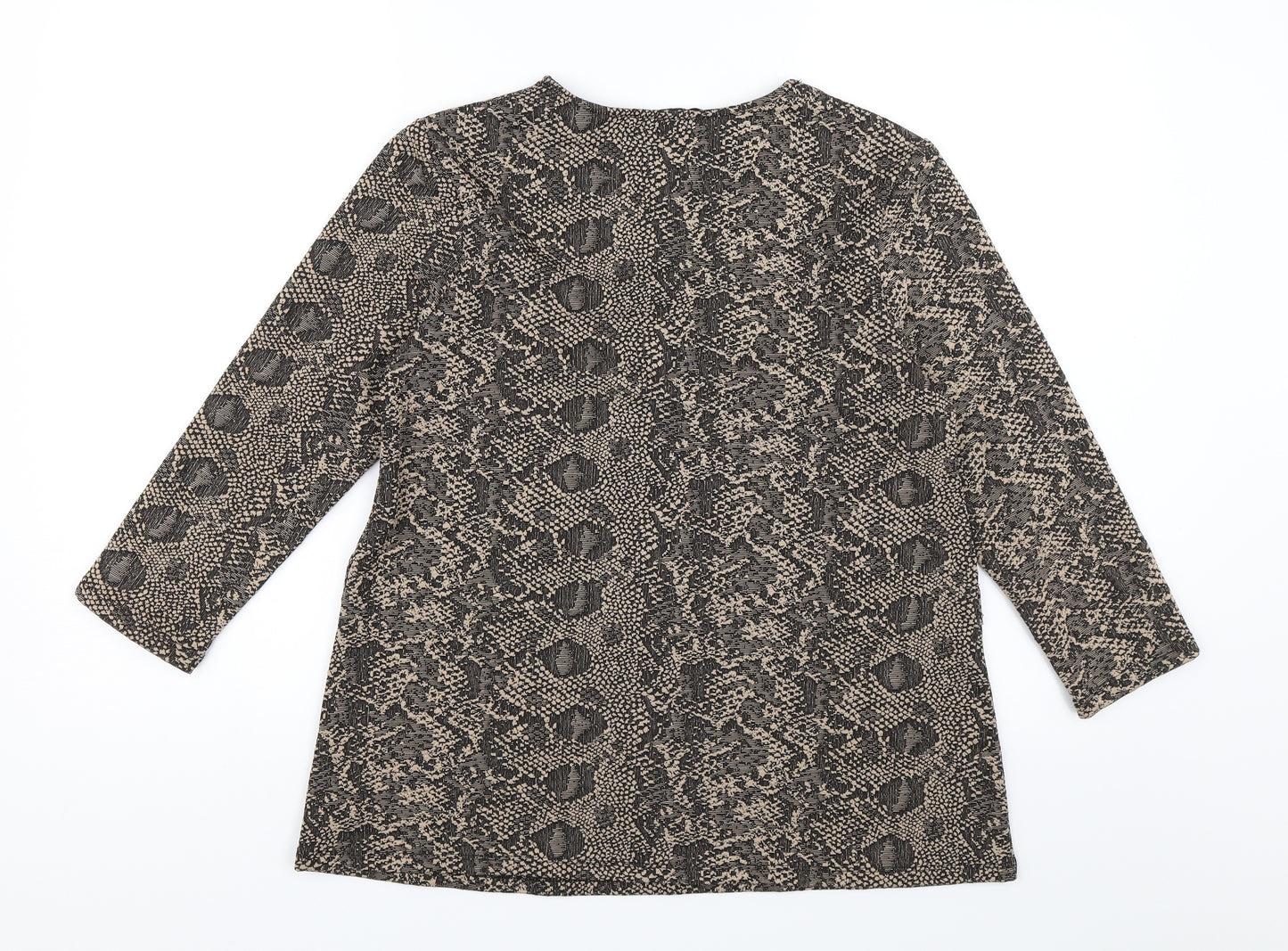 TU Womens Brown Animal Print  Jersey Blouse Size 8