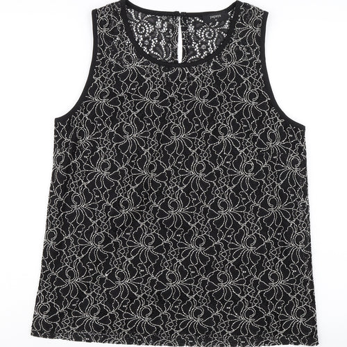 Papaya Womens Black Floral  Basic Blouse Size 12