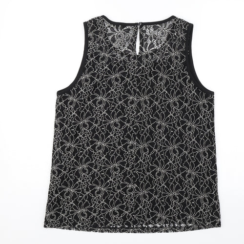 Papaya Womens Black Floral  Basic Blouse Size 12