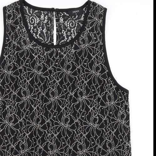 Papaya Womens Black Floral  Basic Blouse Size 12