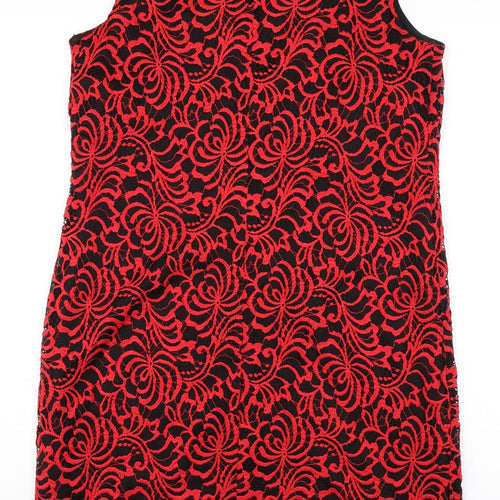 Roman Womens Red Floral  Shift  Size 10