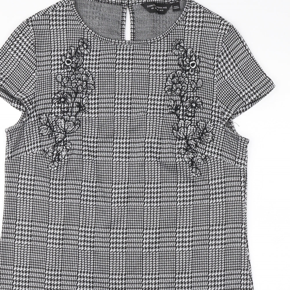 Dorothy Perkins Womens Grey Check  A-Line  Size 12
