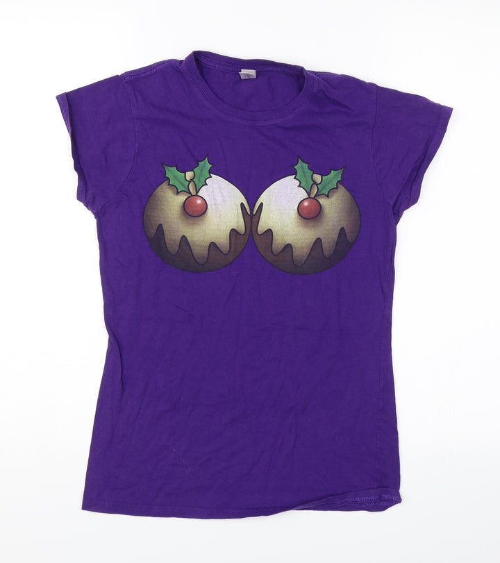 Gildan Womens Purple Basic T-Shirt Size M - Christmas