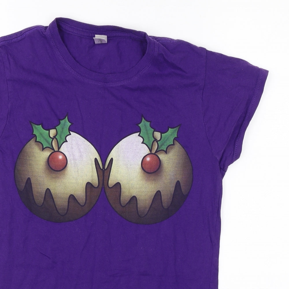 Gildan Womens Purple   Basic T-Shirt Size M  - Christmas