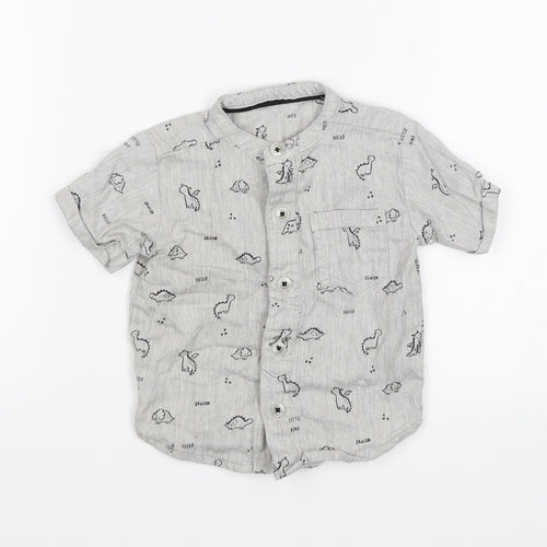 George Baby Grey   Basic Button-Up Size 3-6 Months  - Dinosaurs