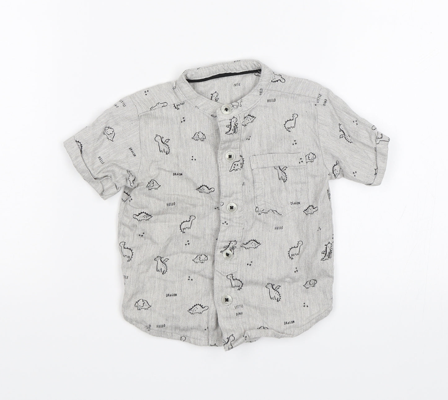 George Baby Grey   Basic Button-Up Size 3-6 Months  - Dinosaurs