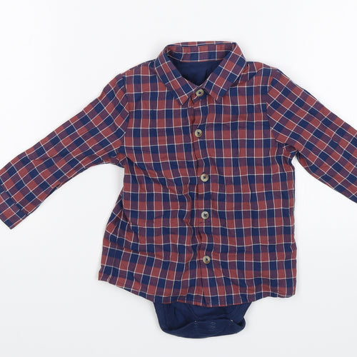 M&S Baby Blue Plaid  Romper One-Piece Size 6-9 Months