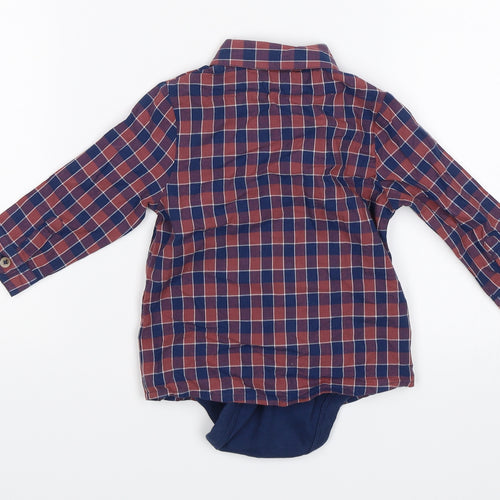 M&S Baby Blue Plaid  Romper One-Piece Size 6-9 Months