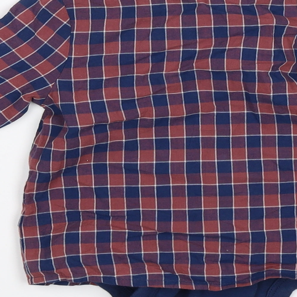 M&S Baby Blue Plaid  Romper One-Piece Size 6-9 Months