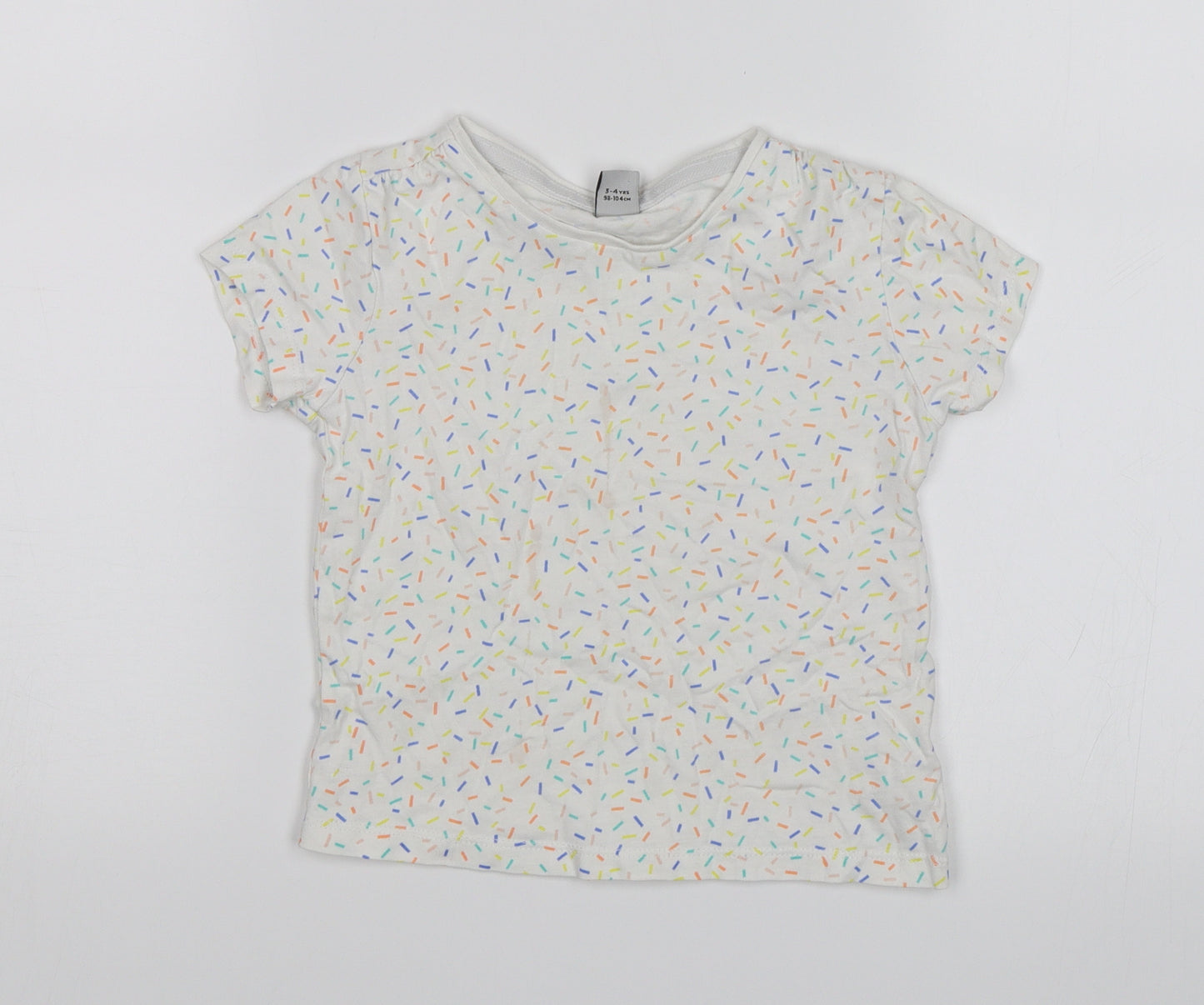 TU Girls White   Basic T-Shirt Size 3-4 Years  - Sprinkles